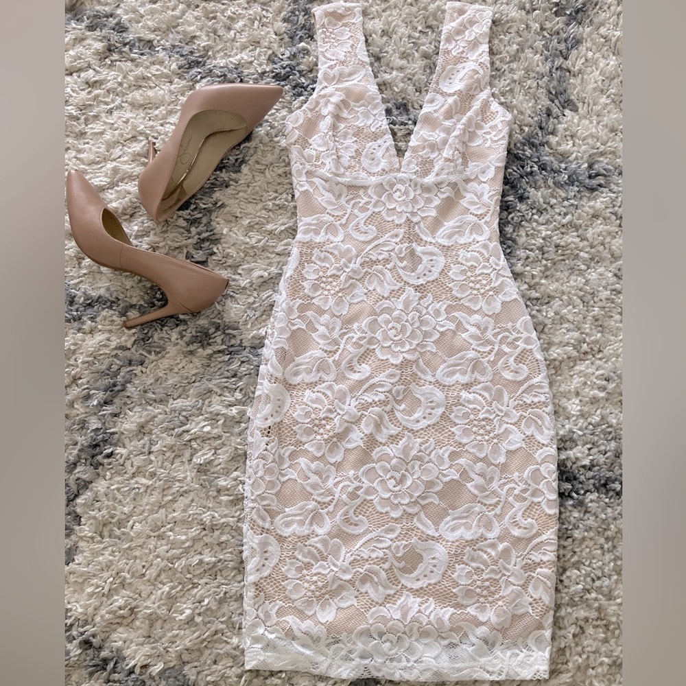 Lulus All Lace White/Nude Dress